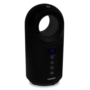 VONROC Elektrisk varmeblæser - 1500W - bladløs - keramisk - 3 varmeindstillinger - Inkl. fjernbetjening - svingfunktion - termostat og timer - 15m2 - sort