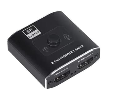 INF 2-i-1 HDMI-switch 8K 2.1 48Gbps 1080P 240Hz ABS sort 3-delt