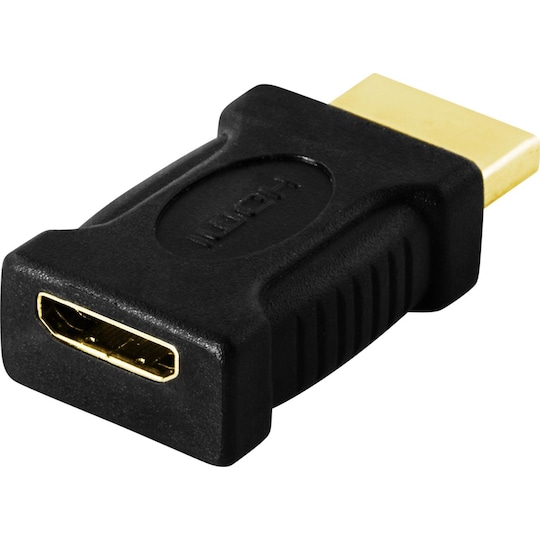 deltaco HDMI-adapter, mini HDMI fe to HDMI ma, 19-pin, gold plated