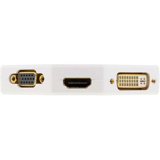 DELTACO Mini DisplayPort til DVI / HDMI / VGA-adapter, 0,15 m, hvid