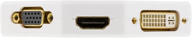DELTACO Mini DisplayPort til DVI / HDMI / VGA-adapter, 0,15 m, hvid