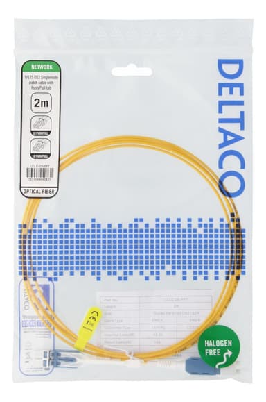 DELTACO LC-LC, Push/Pull-tab, duplex, OS2, 2m