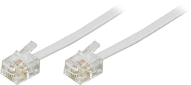 DELTACO modulkabel, 6P4C(RJ11) til 6P4C(RJ11), 5m, hvid