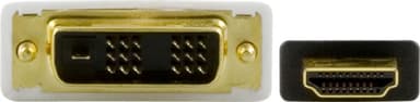 DELTACO HDMI til DVI kabel, 19-pin-DVI- D Single Link, 0,5m, sort/hvid