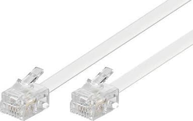 DELTACO modularkabel, 6P4C(RJ11) til 6P4C(RJ11), 2m, hvid