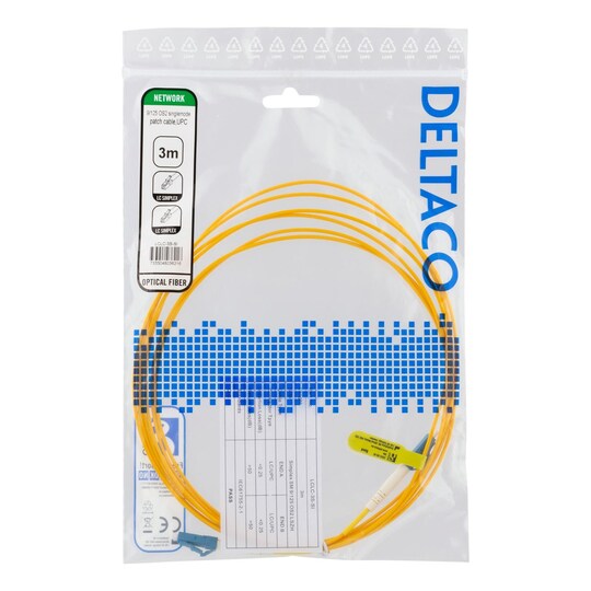 DELTACO OS2 fiber cable LC - LC, simplex, singlemode, UPC, 9/125, 3m