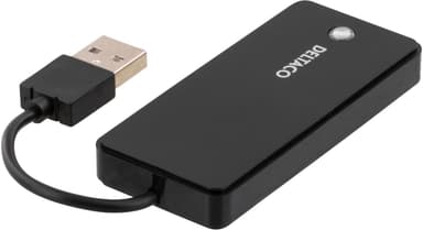 DELTACO USB 2.0 hub, 4xType A hun, sort