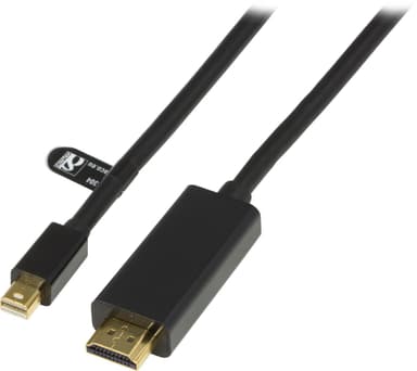 DELTACO mini DisplayPort til HDMI-monitorkabel med lyd, 20-pin