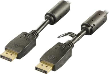 DELTACO DisplayPort monitorkabel, 20-pin han - han, 5m, sort