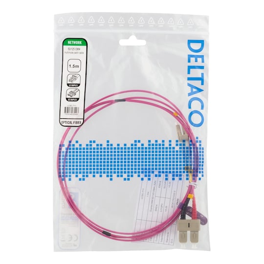 DELTACO OM4 fiber cable LC - SC, duplex, multimode, 50/125, 1.5m