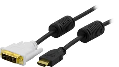 DELTACO HDMI til DVI kabel, 19-pin-DVI- D Single Link, 0,5m, sort/hvid