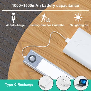 LED Bevægelsessensor Natlys 3 Farvetemperatur Sølv 30 cm