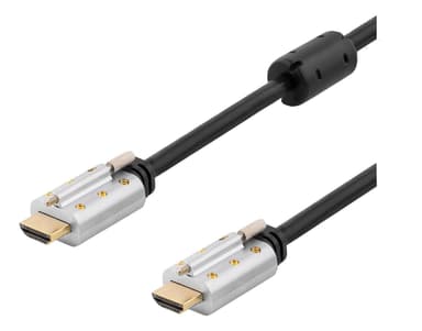 DELTACO HDMI cable, lockable, HDMI High Speed with Ethernet, 1,5
