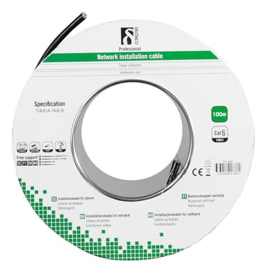 DELTACO F/UTP Cat6 installation cable, for outdoor use, 100m, black