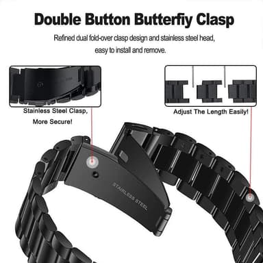 Garmin Forerunner 945 (20 mm) Armbånd rustfrit stål sort