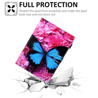 Til iPad 10.9 (2022) Tabletetui Cover Foldbart stativ - Blå sommerfugl