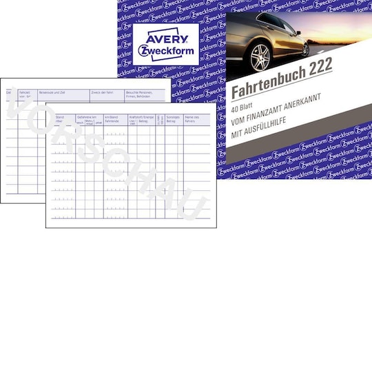 Avery-Zweckform 222 DIN A6 tværformat Kørselsbog Antal blade: 40 Hvid 40 Blad