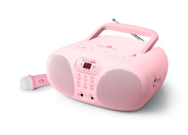 MD-203 KB Radioafspiller FM med CD Aux Mic. Lyserød