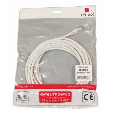 TRIAX Netværkskabel CAT6 UTP PVC 5.0m Hvid