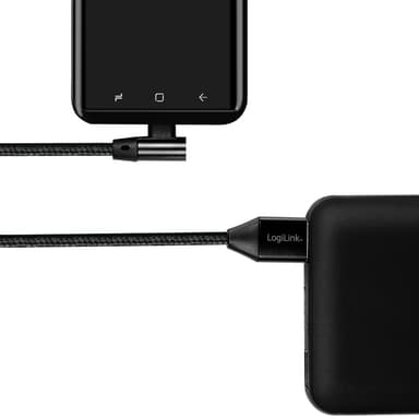 Vinklet USB-C kabel USB 2.0 Max 3A 1m