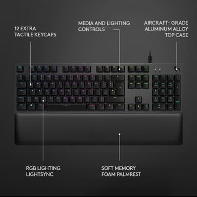 Logitech G513 gaming keyboard (Romer-G linære switches)
