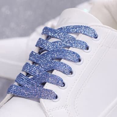 Bling flade snørebånd 1 par Blå