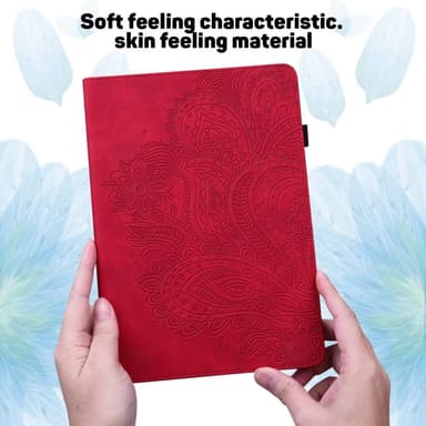 Til iPad 10.9 (2022) Tabletetui Cover Blomsterprægning - Rød