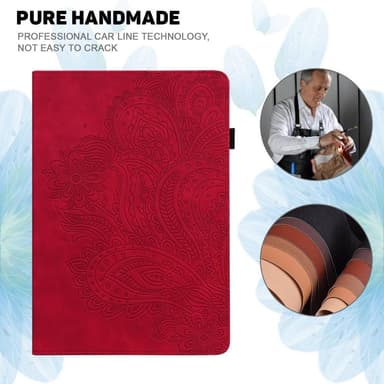 Til iPad 10.9 (2022) Tabletetui Cover Blomsterprægning - Rød