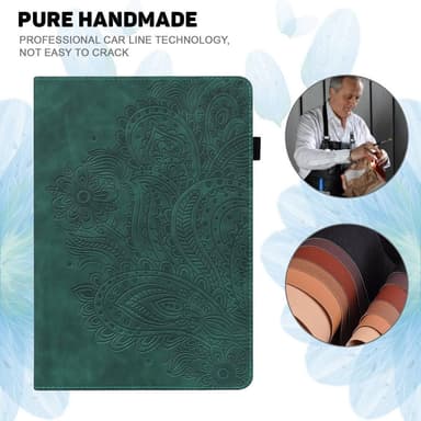 Til iPad 10.9 (2022) Tabletetui Cover Blomsterprægning - Grøn