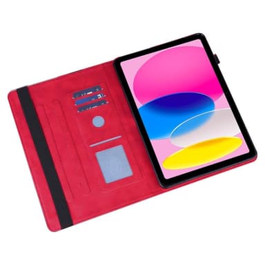 Til iPad 10.9 (2022) Tabletetui Cover Blomsterprægning - Rød