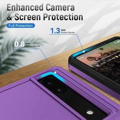 Google Pixel 6A Stødsikker TPU+PC Kickstand Telefonetui Bilmonteret Metalplade - Lilla/Sort
