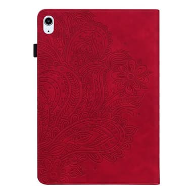 Til iPad 10.9 (2022) Tabletetui Cover Blomsterprægning - Rød