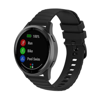 Urrem silikone Sort 20 mm Samsung Galaxy Watch 5/4 40mm 44mm/Gear Sport, Huawei Watch GT3 42 mm, Honor Watch SE, Huami Amazfit GTS 3,Garmin Forerunner 158/55/245/645/Venu Sq