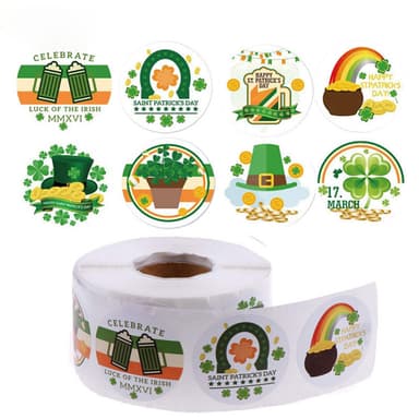 St. Patrick&#39 s Day Stickers 1 rulle med 500 stk