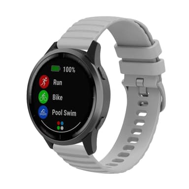 Urrem silikone Grå 20 mm Samsung Galaxy Watch 5/4 40mm 44mm/Gear Sport, Huawei Watch GT3 42 mm, Honor Watch SE, Huami Amazfit GTS 3,Garmin Forerunner 158/55/245/645/Venu Sq