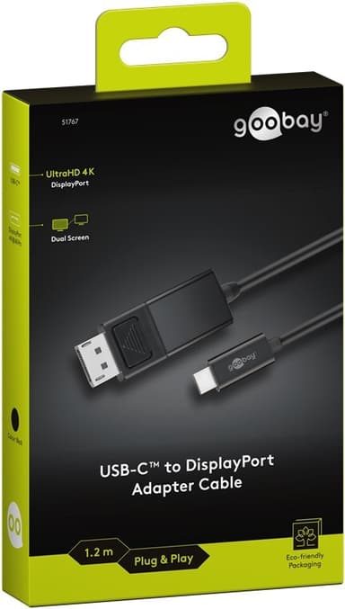 Goobay USB-C™- DisplayPort™-adapterkabel 4K 60 Hz, 1,20m, sort
