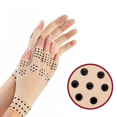 Anti-slip fingerløse arthritis kompressionshandsker 1 par Beige