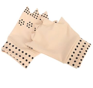 Anti-slip fingerløse arthritis kompressionshandsker 1 par Beige