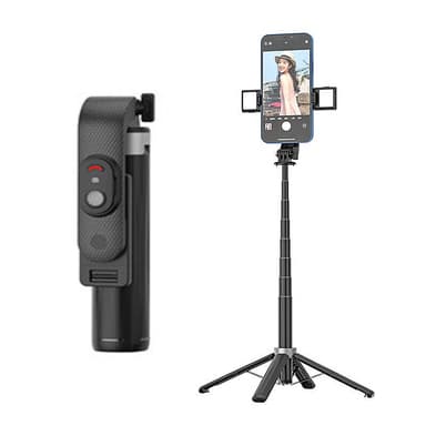 Mini Selfie Stick To lys med fjernbetjening Sort