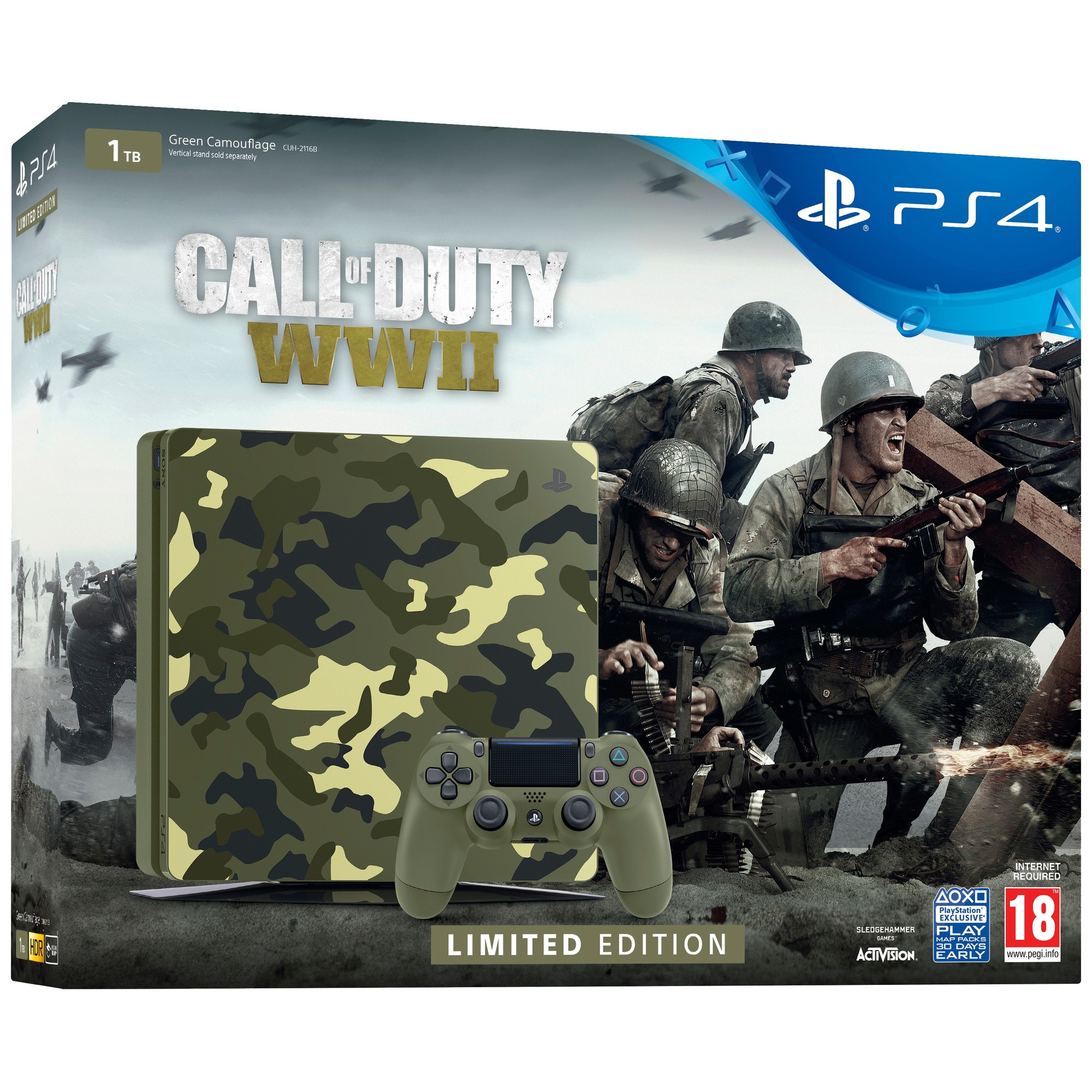 Bærecirkel ru bang PlayStation 4 Slim 1 TB + COD WWII Bundle Camouflage LE | Elgiganten