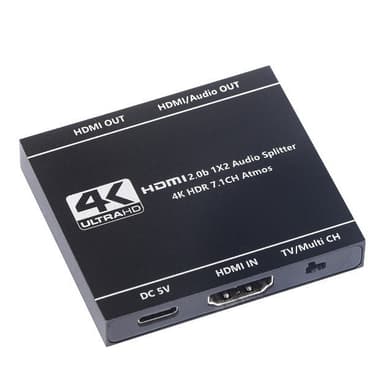 HDMI Splitter 1 Port ind 2 ud 4K60HZ Sort