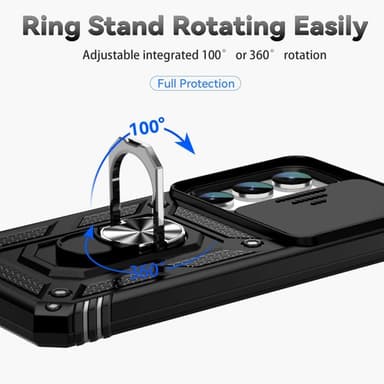 SKALO Samsung S23 Armor Hybrid Metal Ring Camera Slider - Sort