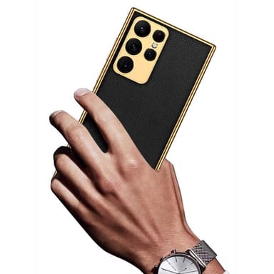 SKALO Samsung S23 Ultra PU-læder Gold Edge Cover - Pink