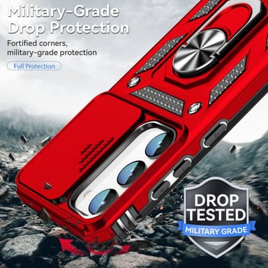 SKALO Samsung S23 Armor Hybrid Metal Ring Camera Slider - Rød