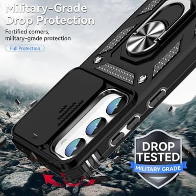 SKALO Samsung S23 Armor Hybrid Metal Ring Camera Slider - Sort