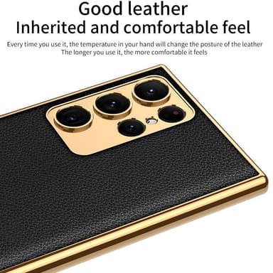 SKALO Samsung S23 Ultra PU-læder Gold Edge Cover - Pink