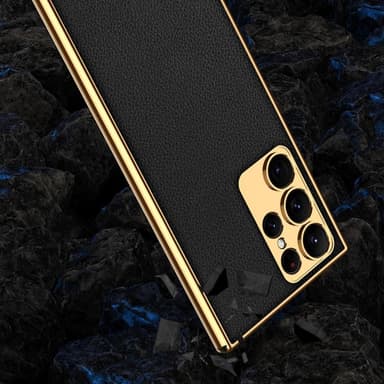 SKALO Samsung S23 Ultra PU-læder Gold Edge Cover - Pink