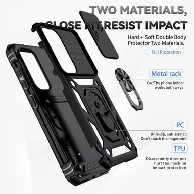 SKALO Samsung S23 Armor Hybrid Metal Ring Camera Slider - Sort