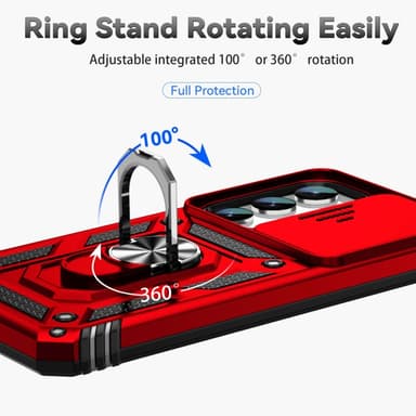 SKALO Samsung S23 Armor Hybrid Metal Ring Camera Slider - Rød