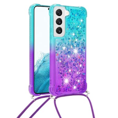 SKALO Samsung S23 Kvicksand Glitter Mobile Collar - Turkis-Lilla